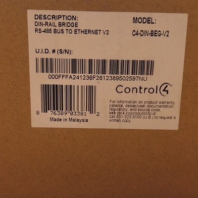 Control4 C4-DIN-BEG-V2 DIN-Rail Bridge RS-485 Bus to Ethernet V2