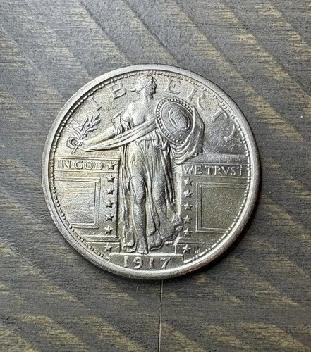1917 P TYPE 1 Standing Liberty Quarter 90% SILVER -RARE FULL HEAD DETAIL (0301)