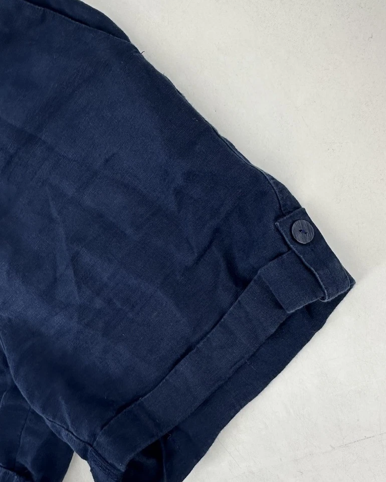 "Pantalones Cortos Pure J. Jill Medianos Pequeños de Lino Azul Marino 6"" Entrepierna S19v" Foto 2 de 4