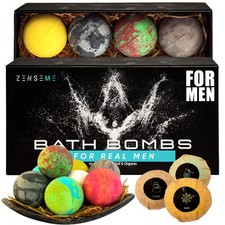 Bath Bombs for Men, Gift Set of 8 Scented Organic Handmade Bath Bombs of 2.5 ...