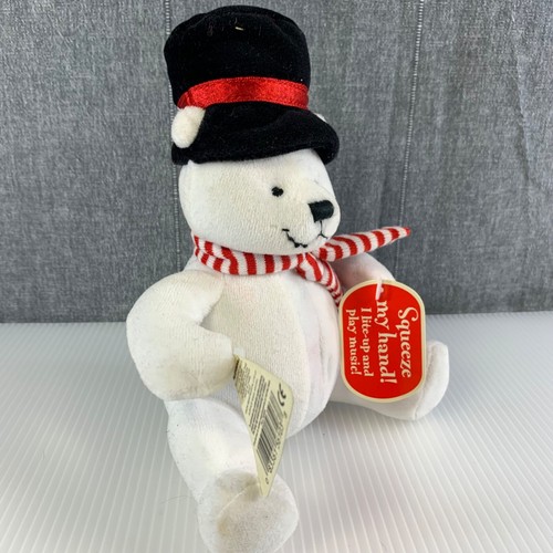 Dakin Applause White Polar Bear Lights Sound Christmas Stuffed Plush With Tag - Afbeelding 16 van 17