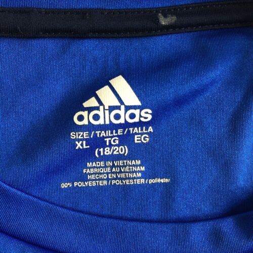 Adidas Shirt Youth Size XL 18 - 20 Aeroready Blue Short Sleeve Tee Graphic Top - Picture 3 of 3