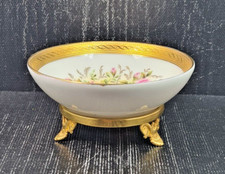 limoges porcellana decoro caprice coppetta con base metallo ø 9,5 x 4,5 cm