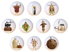 Set of 10 Autumn Pumpkins Fall CERAMIC Drawer Pulls Dresser Drawer Cabinet Knobs