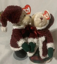Santabear & Mrs. Santa Bear Pair Ty Attic Plush Stuffed Animal Toy 8” Retired