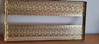 Vtg Footed Tissue Box Holder Ornate Gold Filigree Floral Decor Boudoir Glam  — photo 5