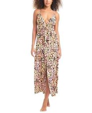 Bar III Animal-Print Swim Cover-Up Maxi Dress Womens Size S Multicolor Rayon