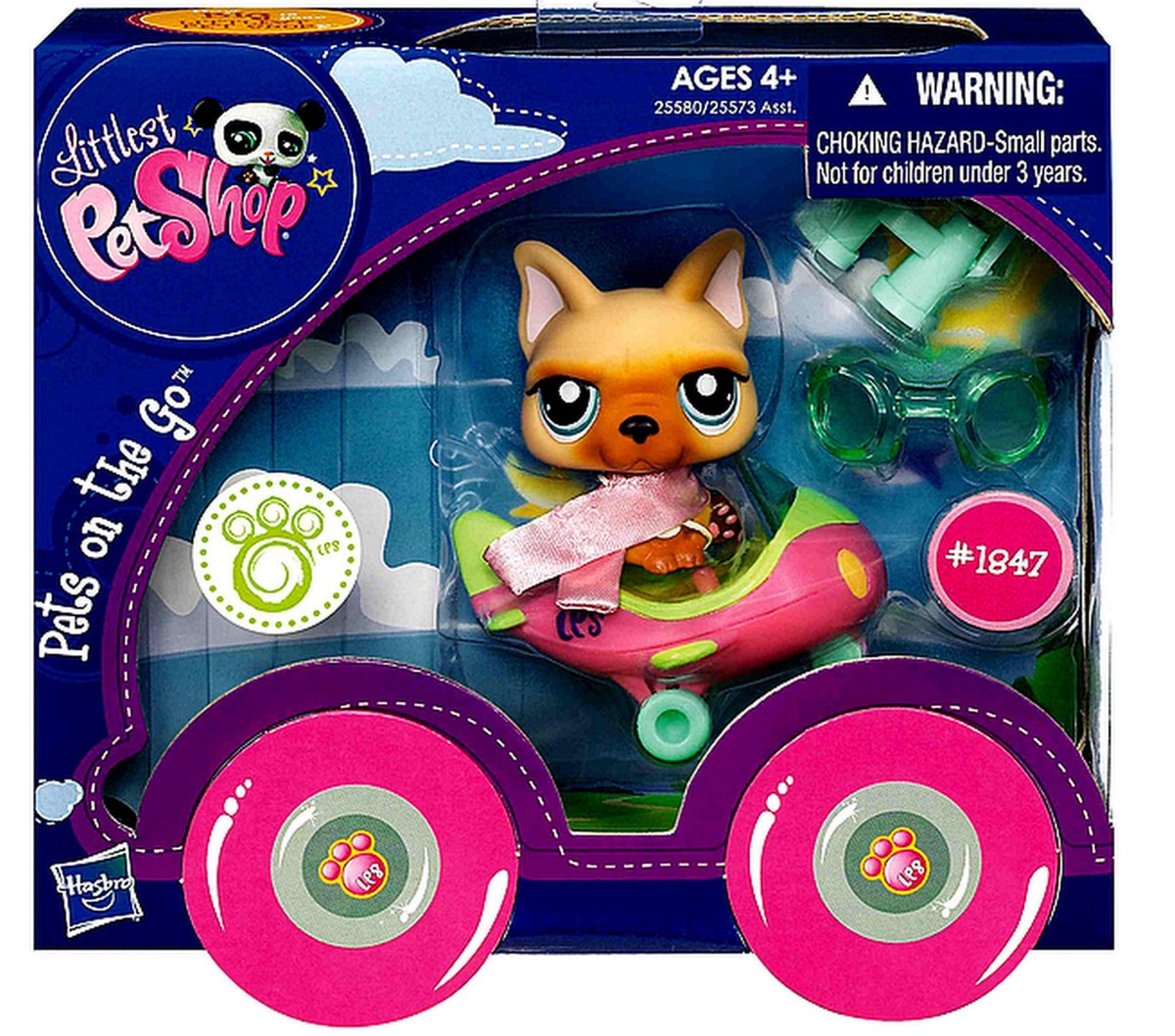 Littlest Pet Shop 2012 French Bulldog with Airplane #1847 Pets on