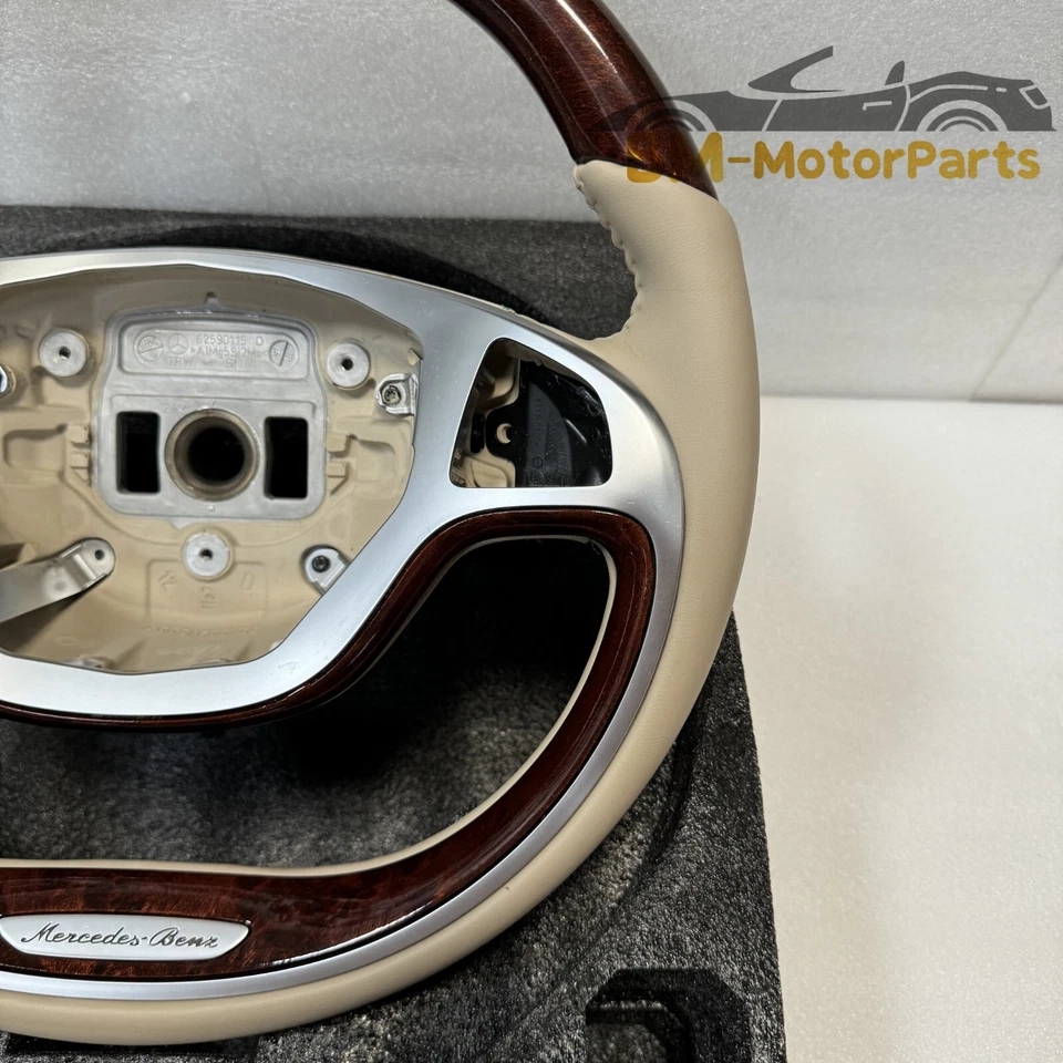 Rosewood Leather Steering Wheel For Mercedes-Benz AMG S AMG Maybach 2014-2017 - Image 2 of 4
