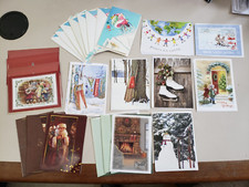 Assort lot of 25 Christmas greeting cards envelop un-used Santa Winter Sport