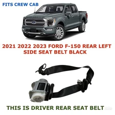2021 22 2023 Ford F-150 CREW CAB rear left side seat belt BLACK ML3B-16611E51-AB