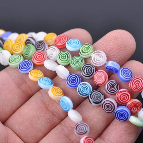 Millefiori Lampwork Glass Loose Spacer Beads Charms Findings Random Mixed Colors - Picture 53 of 73