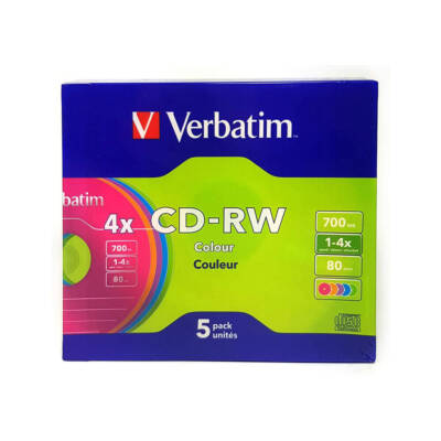 Verbatim CD RW 80 min 4x Slim Case 5pk Standard Performance Premium Quality