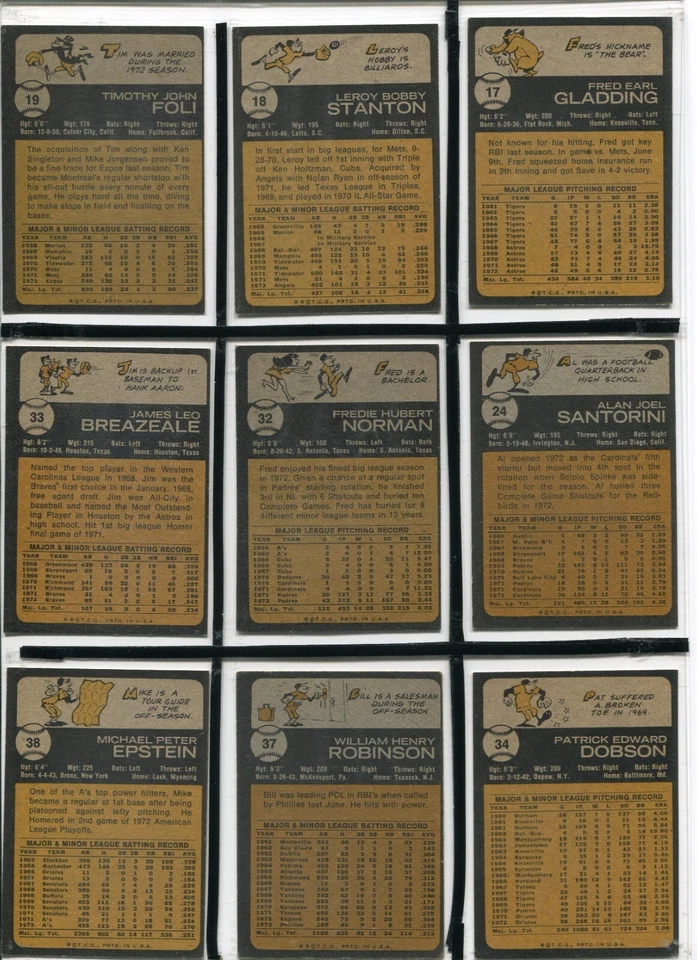 *Y - 1973 Topps lote de 27 cartas: Steve Carlton, Nolan Ryan, Don Zimmer, Chamblis, etc. Foto 4 de 4