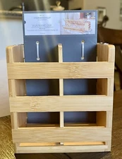 Threshold Utensil Holder Bamboo Flatware Cup Dish Drying Rack Silver Hardware