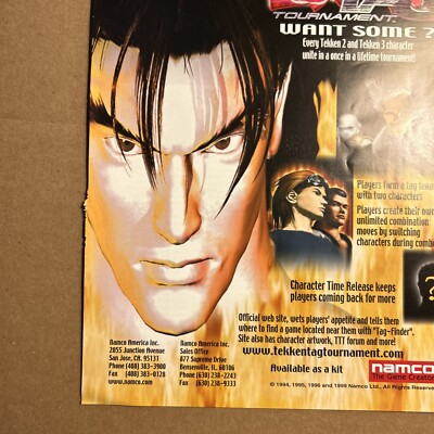 original 11- 8” 1999 Tekken Tag Tournament Namco arcade video game