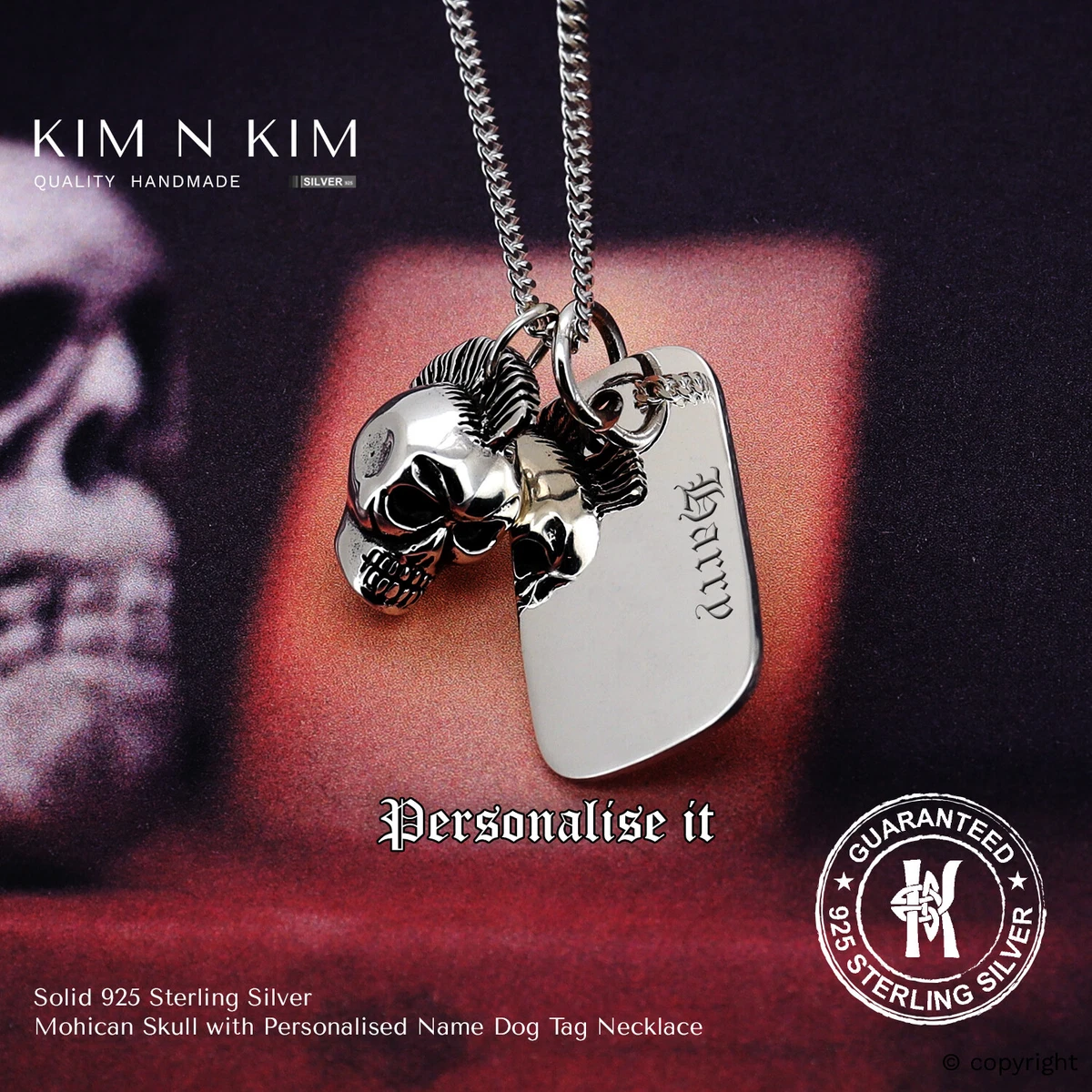 Skull dog tag necklace sale
