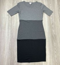 Lularoe Womens Bodycon Dress Gray Heathered Stretch Scoop Neck Short Sleeve XS
