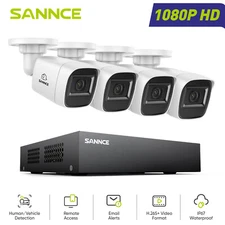 SANNCE 5in1 8CH DVR 1080P Video CCTV Home Security Camera System Outdoor H.265+