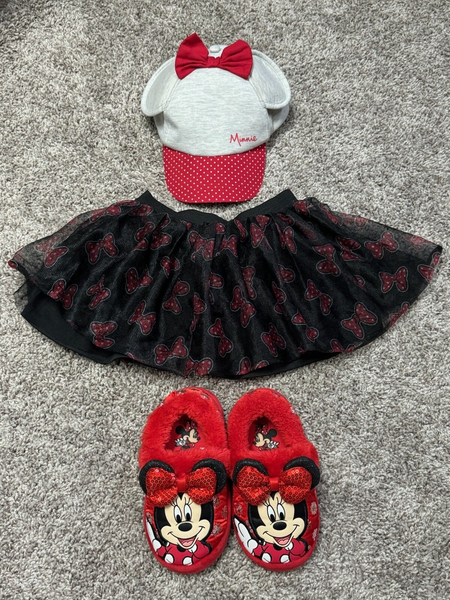 Minnie Mouse Slippers, Tulle Tutu Skirt, Polka-Dot Hat- Dress Up,  Halloween