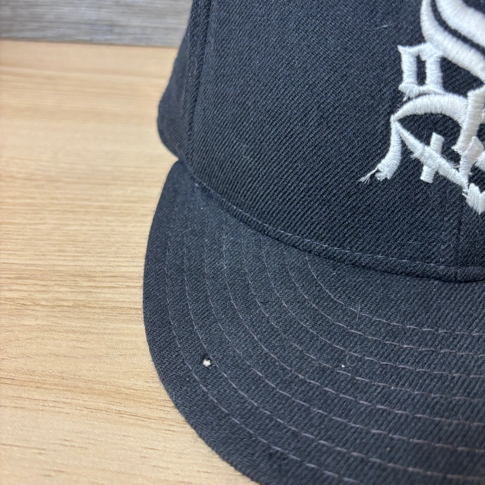 Vintage Chicago White Sox Hat 7 1/4 Black Wool Wide World Of Sports New Era * - Image 4 of 4