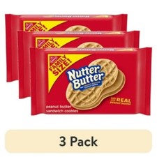 3 pack Nutter Butter Family Size Peanut Butter Sandwich Cookies, 16 oz