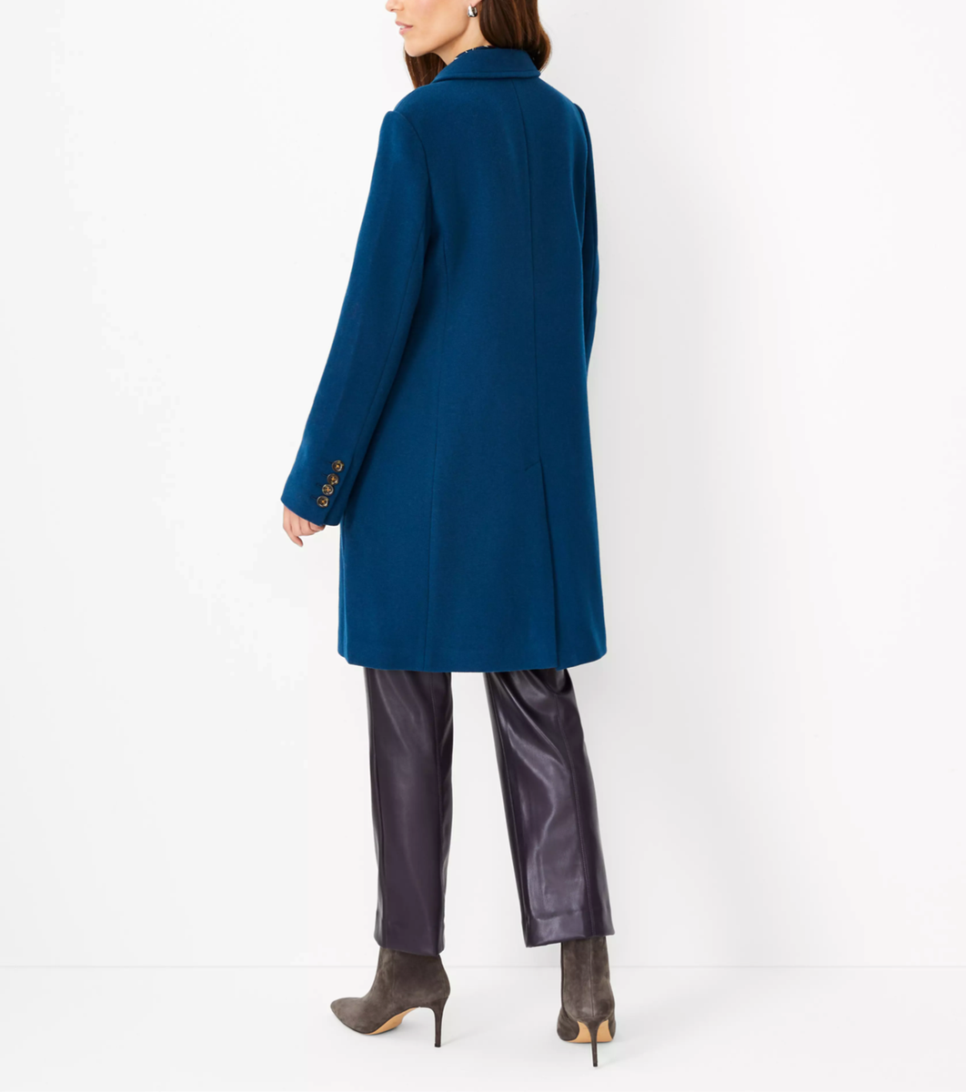 Ann Taylor Women`s $228 Wool Blend Short Chesterfield Coat