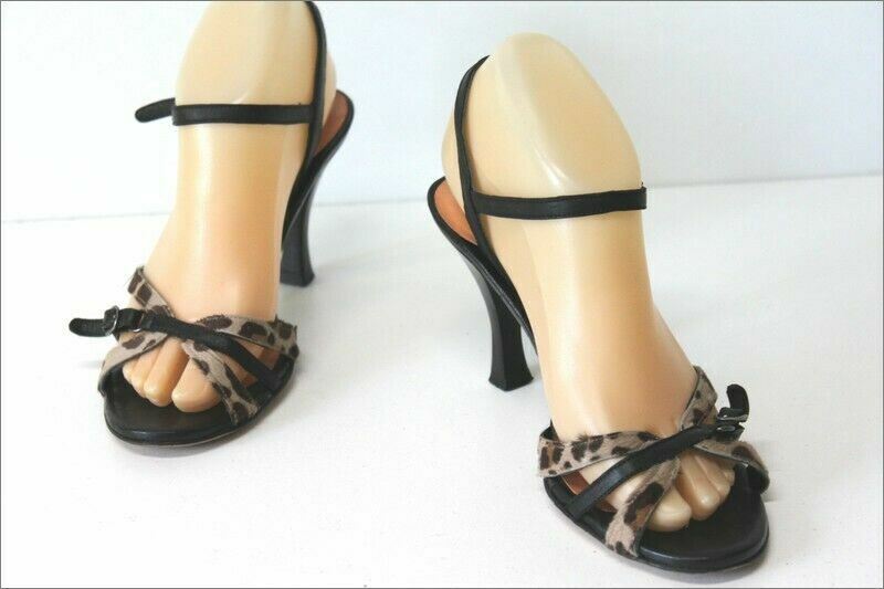 Bottines SINELA En Cuir Marron Et Noir - Taille 36 - Talon Fin - Occasion Bon état