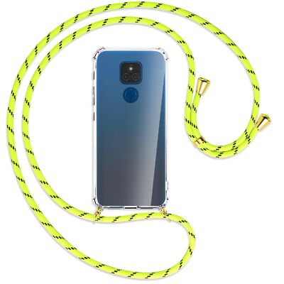 Handykette für Motorola Moto E7 Plus schwarz/gold (G) Hülle mit Band Kordel