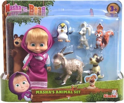MASHA e ORSO Animal Set Originale Simba Action Figure Bambina Collezione