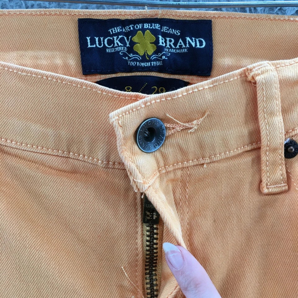 Pantalones cortos rectos Lucky Brand Zoe para mujer 8/29 (32x26 real) naranja tiro medio Foto 3 de 4