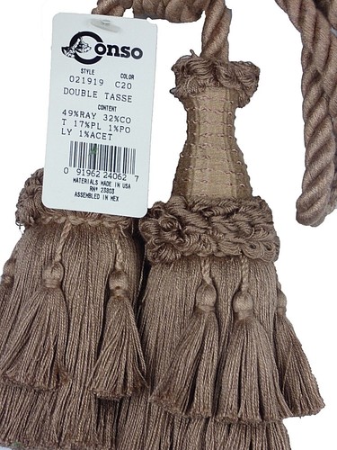Conso Trims Empress 21919 Tassel Drapery Curtain Tieback 6" Tassels 30" Spread - Picture 7 of 31