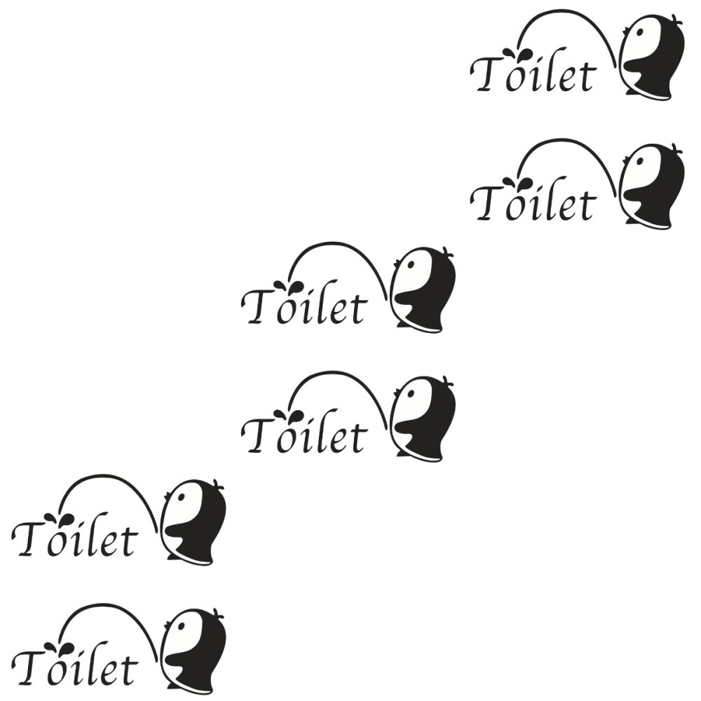 6 PCS Bathroom Stickers Washroom Small Penguin Wall Decor Cartoon eBay
