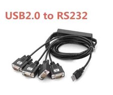 USB 2.0 TO 4 ports Serial RS-232 COM DB9 Male Adapter Cable FT232 USB-4x RS232