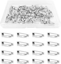 50 Pcs Silver Bar Pins, Safety Pins - Secure Back Clasp - Brooch Pins for Vario