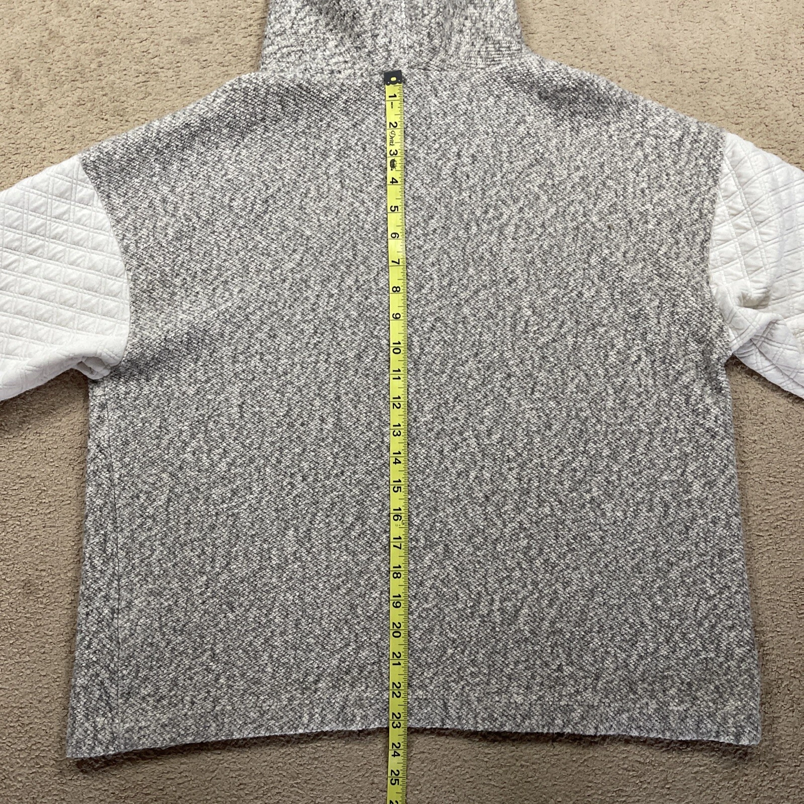 OFF WHITE Felpa con cappuccio Madewell donna manica trapuntata grigio avorio grigio medio