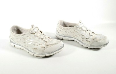 white skechers air cooled memory foam
