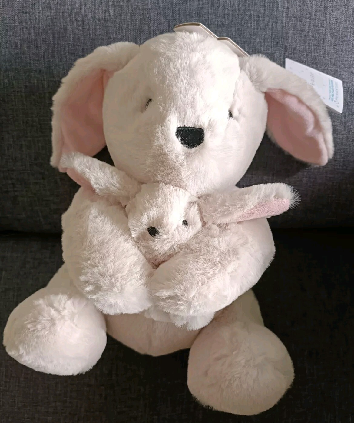 Peluche doudou lapin de 30cm idéal pour les siestes en poussette