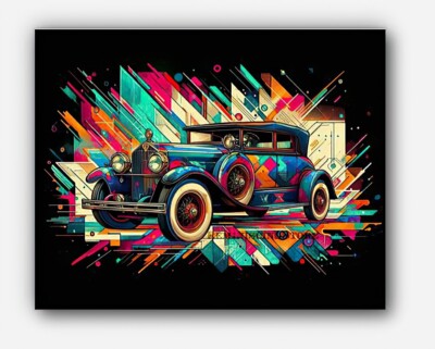Vintage Car Cadillac V-63 1920s Picture art splashes of paint  #2 Reprint