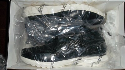 NEW $225 MARC JOSEPH NY YORK PLAZA NAVY NAPA Leather WEAVE Sneaker Boots Sz 8.5