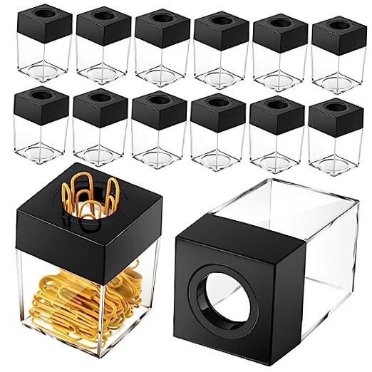 12 Pack Magnetic Paper Clip Holder Magnetic Paper Clip Dispenser Holder for