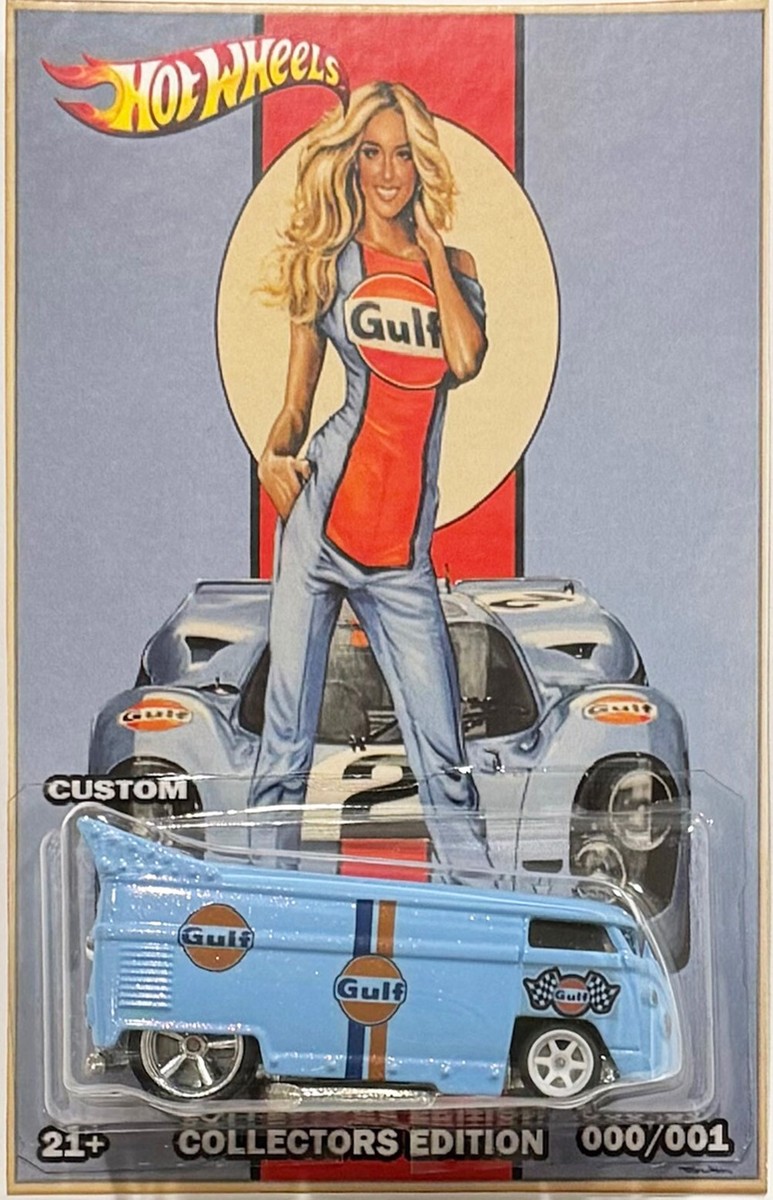 VW Drag Bus Custom Hot Wheels Gulf Racing Series Car w/ Real