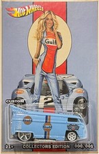 VW Drag Bus Custom Hot Wheels Gulf Racing Series Car w/ Real Riders