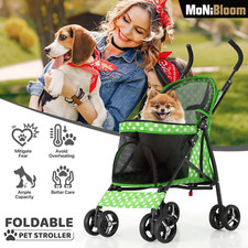 Foldable 4 Wheels Pet Stroller,Breathable Travel Carrier Skylight Storage Basket