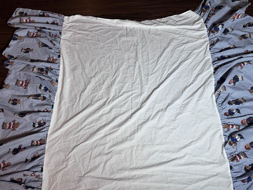 Vintage Polo Ralph Lauren Teddy Bear Blue Striped TWIN Bedskirt Ruffle Retired - Picture 12 of 17