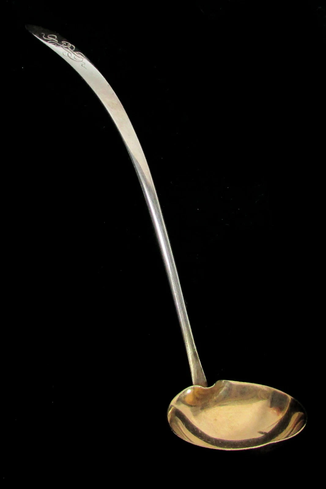 WILLIAM DURGIN STERLING SILVER GOLD WASHED 6 3/4" SAUCE LADLE