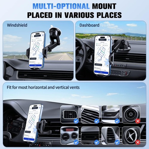 Windshield Car Mount Air Vent Phone Holder Glass Cradle Suction for Cell Phones - 第 2/5 張圖片