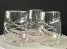 Set of 3 Dragon Glassware Finger Indentation 16oz Stemless Wine Glasses Tumblers