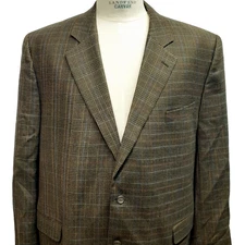 Jack Victor Blazer Men 52 50 Extra Long XL Green Wool Silk Glen Plaid Sport Coat