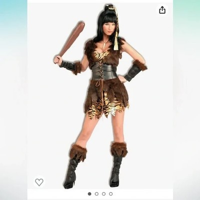 NEW Cave Woman Costume ''Cave Cutie'' Tiger Stripe &Faux Fur Sexy Costume w/ Club